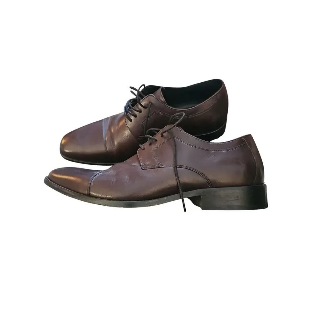 Johnston & Murphy Novick cap toe oxford dress shoes sz 12 wide burgandy leather